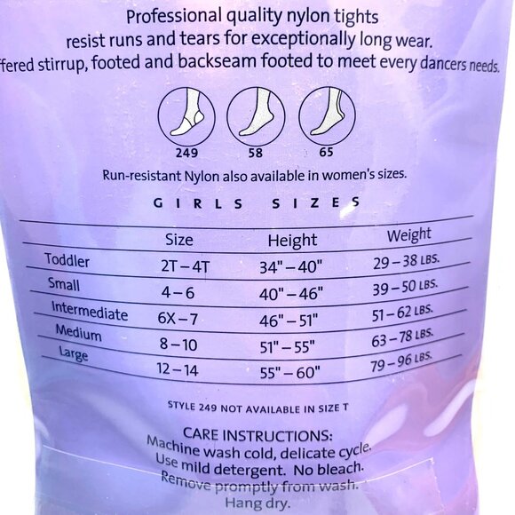 Danskin Girls Dance Skate Tights Pack of 3 Snowflake Angel White 58 Size I, 6X-7 - Picture 6 of 7